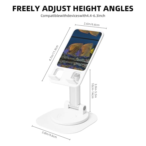 Tropical Fish Cell Phone Stand 360° Adjustable Desktop Phone Holder Cradle Compatible With Most Mobile Phones White