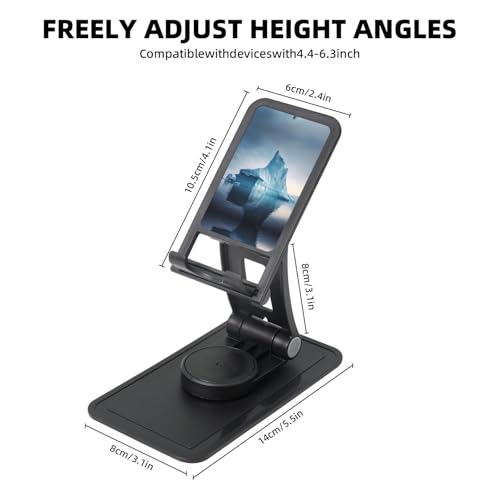 Icebergs Cell Phone Stand 360° Adjustable Desktop Phone Holder Cradle Compatible With Most Mobile Phones Black