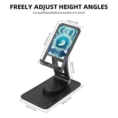 Sea of Love Cell Phone Stand 360° Adjustable Foldable Desktop Phone Holder Cradle Compatible with Most Mobile Phones Black