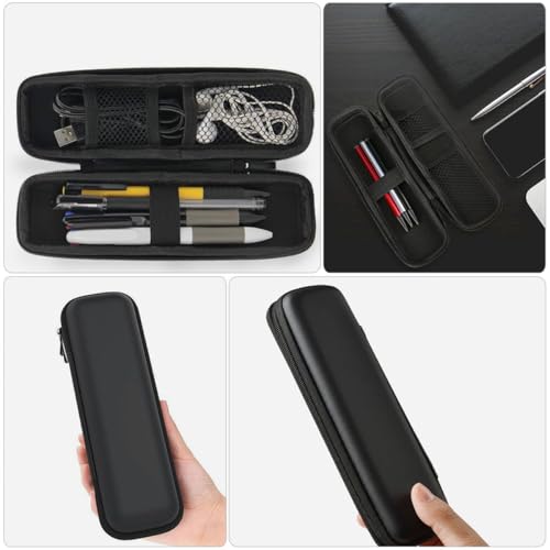Warmhm EVA Hard Shell Stylus Pen Case Portable Protective Storage for Pencil Charging Cables Headphones Easy Access Zipper Closure Scratch-resistant Organizer for Electronic Accessories Black