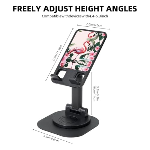 Romantic Flamingo Cell Phone Stand 360° Adjustable Desktop Phone Holder Cradle Compatible With Most Mobile Phones Black