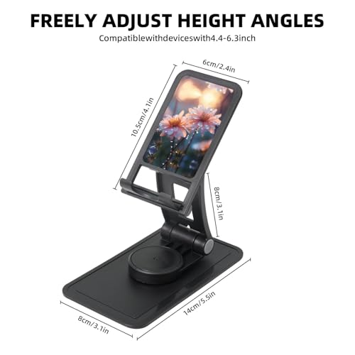 Post Rainy Day Flower Cell Phone Stand 360° Adjustable Desktop Phone Holder Cradle Compatible With Most Mobile Phones Black
