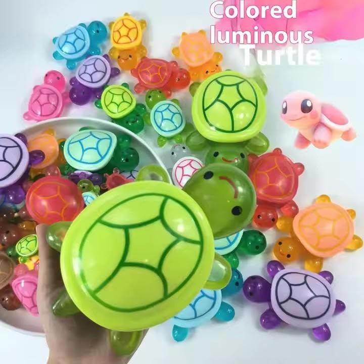 100Pack Cute Tiny Turtles for Crafts,Luminous Mini Turtle Figurines with Turtle Storage Box,Glow in The Dark Miniatures Resin Turtles for Fairy Garden Landscape Decoration