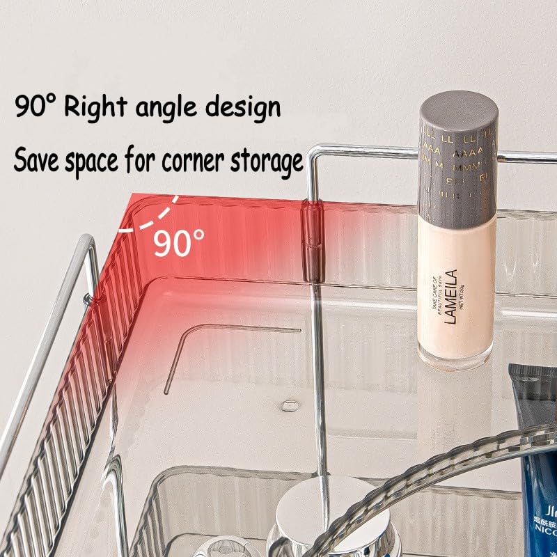 Grey Corner Vanity Organiser - 3 Tier Bathroom Counter Shelf for Makeup, Skincare, Toiletries & More