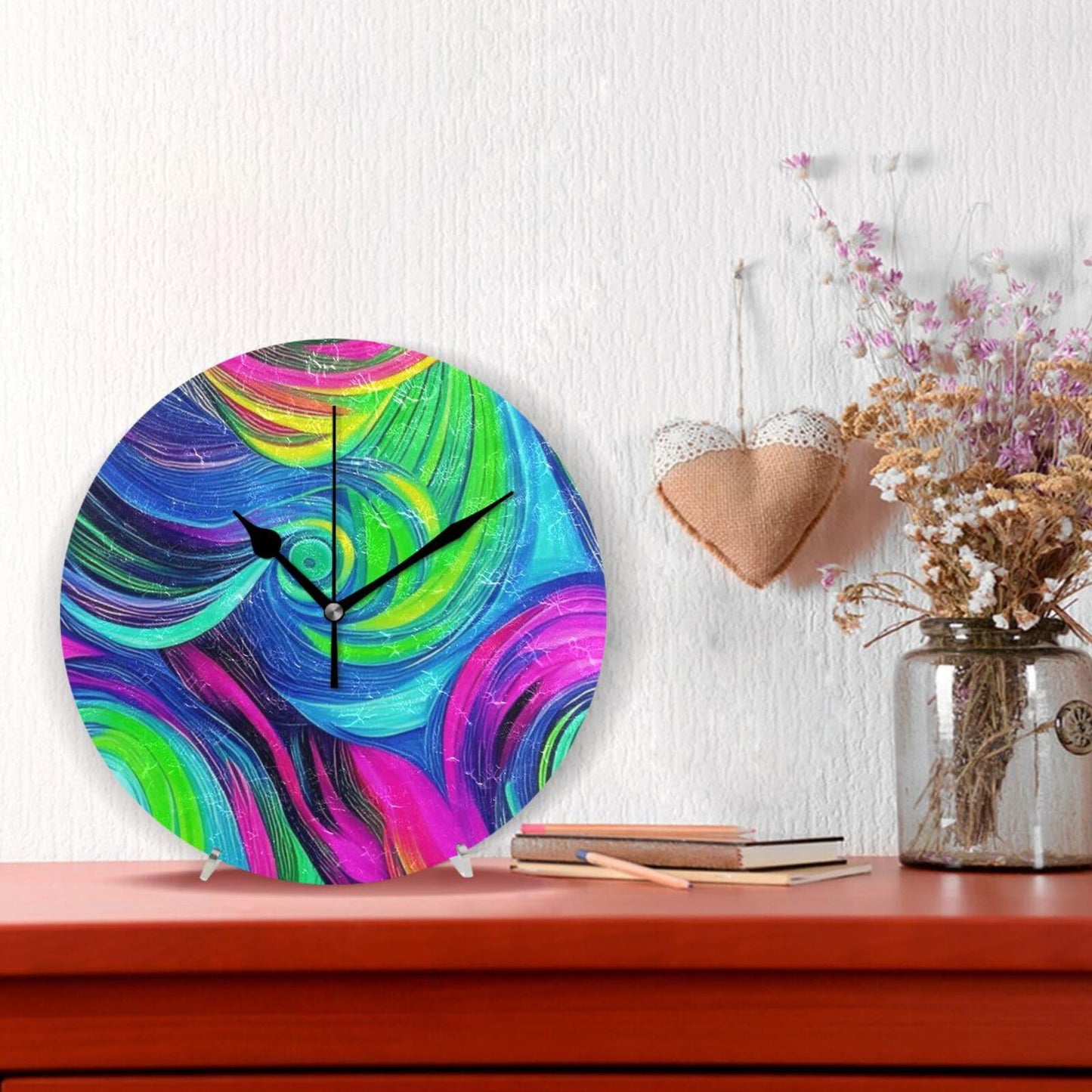 EtherSpher Neon Color Abstract Irregular Texture 10 Inch Round Wall Clock Wall noiseless Unique for Home Classroom Classroom reloj de pared para cuartos