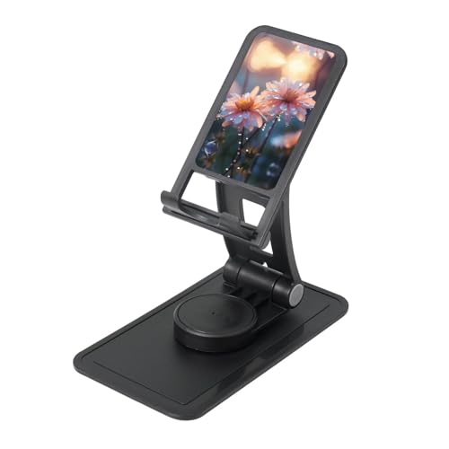 Post Rainy Day Flower Cell Phone Stand 360° Adjustable Desktop Phone Holder Cradle Compatible With Most Mobile Phones Black