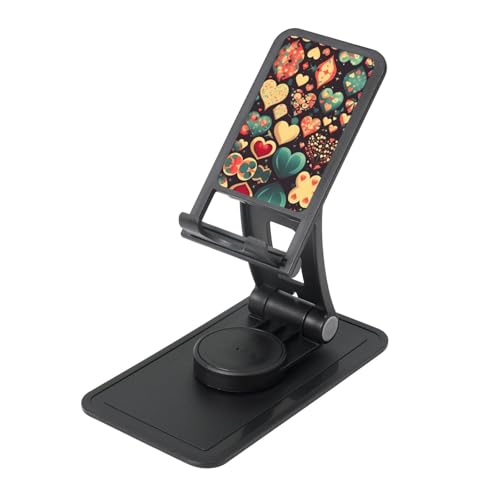 Heart Crush Flower Cell Phone Stand 360° Adjustable Foldable Desktop Phone Holder Cradle Compatible with Most Mobile Phones Black