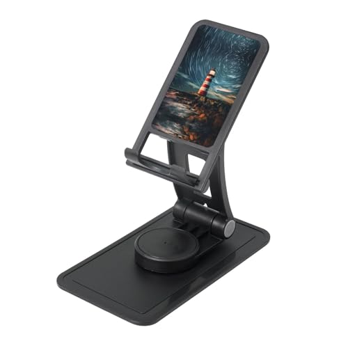 Sea Tower Cell Phone Stand 360° Adjustable Desktop Phone Holder Cradle Compatible With Most Mobile Phones Black