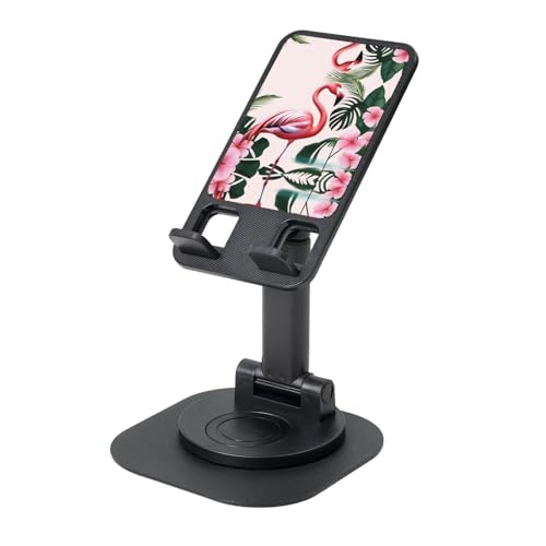 Romantic Flamingo Cell Phone Stand 360° Adjustable Desktop Phone Holder Cradle Compatible With Most Mobile Phones Black