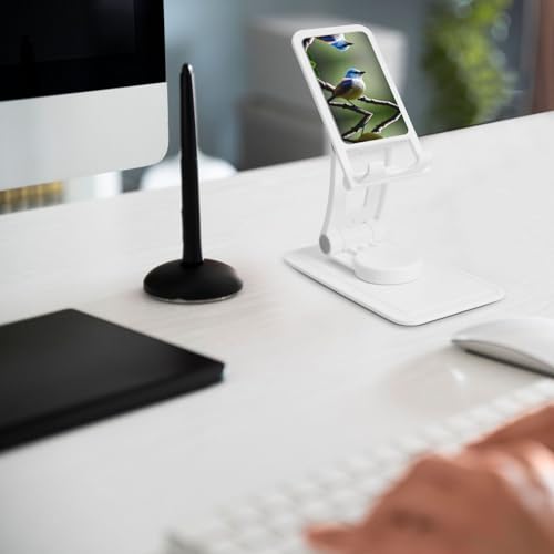 Ethereal Nightingale Bird Cell Phone Stand 360° Adjustable Desktop Phone Holder Cradle Compatible With Most Mobile Phones White