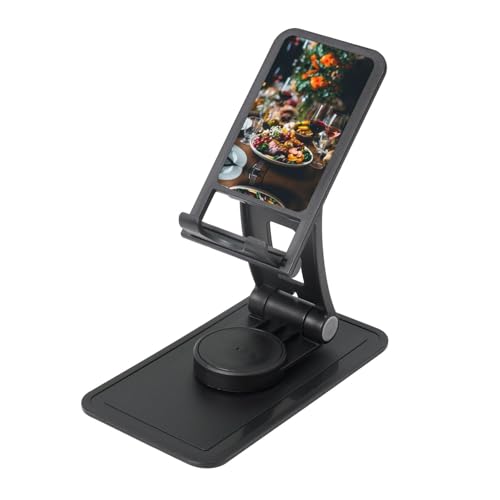 Hearty Meal Cell Phone Stand 360° Adjustable Desktop Phone Holder Cradle Compatible With Most Mobile Phones Black