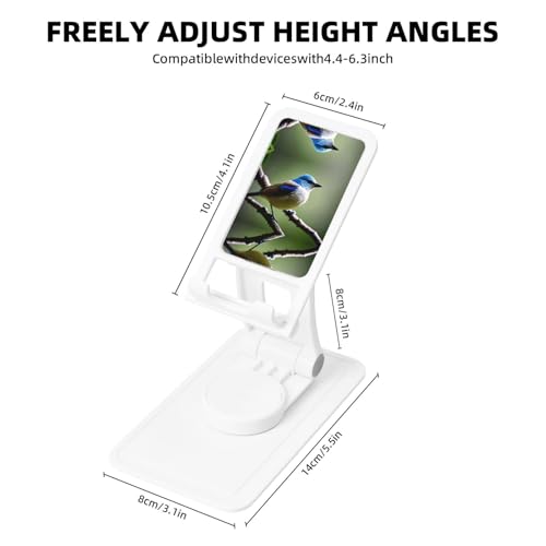 Ethereal Nightingale Bird Cell Phone Stand 360° Adjustable Desktop Phone Holder Cradle Compatible With Most Mobile Phones White