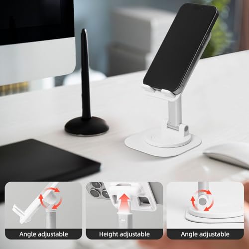Ethereal Nightingale Bird Cell Phone Stand 360° Adjustable Desktop Phone Holder Cradle Compatible With Most Mobile Phones White