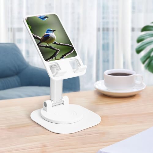 Ethereal Nightingale Bird Cell Phone Stand 360° Adjustable Desktop Phone Holder Cradle Compatible With Most Mobile Phones White