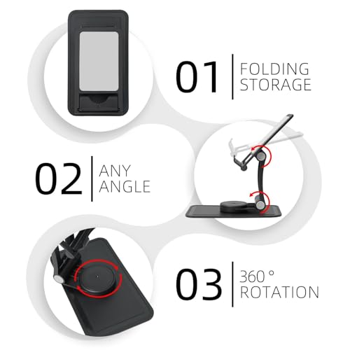 A Flock of Flamingos Cell Phone Stand 360° Adjustable Foldable Desktop Phone Holder Cradle Compatible with Most Mobile Phones Black