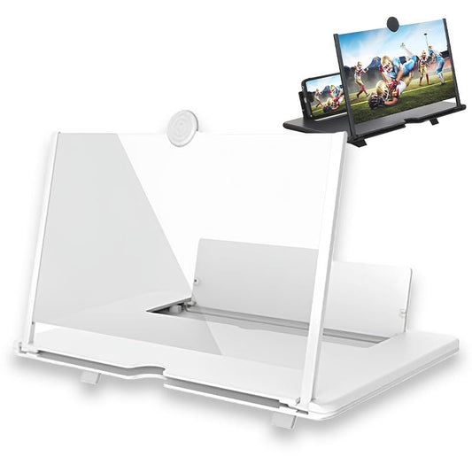 2026 Screen Magnifier Newest Version,3D Pull-Out HD Screen Phone Projector,Foldable Phone Stand with Phones Magnifier Screen,for Watching Football, Rugby, Basketball Match,for All Ages (White, 16IN)