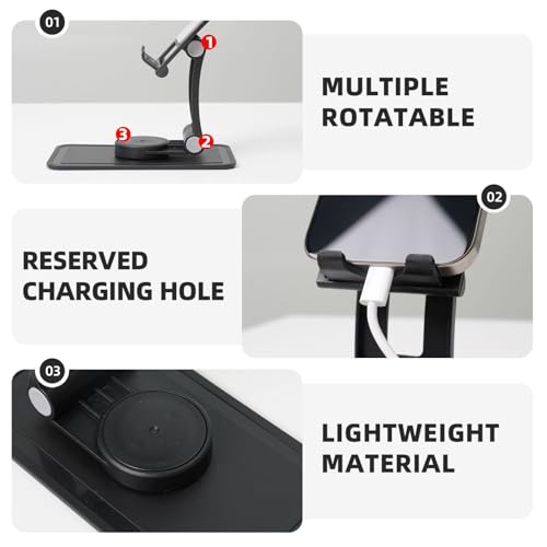 Caribbean Islands Cell Phone Stand 360° Adjustable Foldable Desktop Phone Holder Cradle Compatible with Most Mobile Phones Black