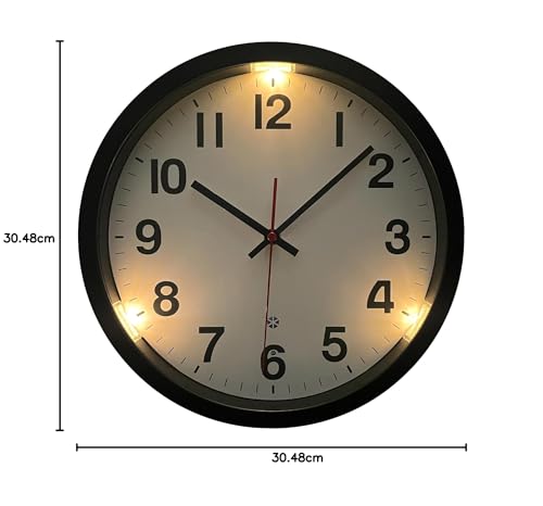 eYotto Lumineux Horloge Murale Night Light Wall Clock, 12 Inch Glow in The Dark Silent Wall Clocks Battery Operated Battery Operated Decor for Bedroom Kitchen Living Room Bathroom Gift