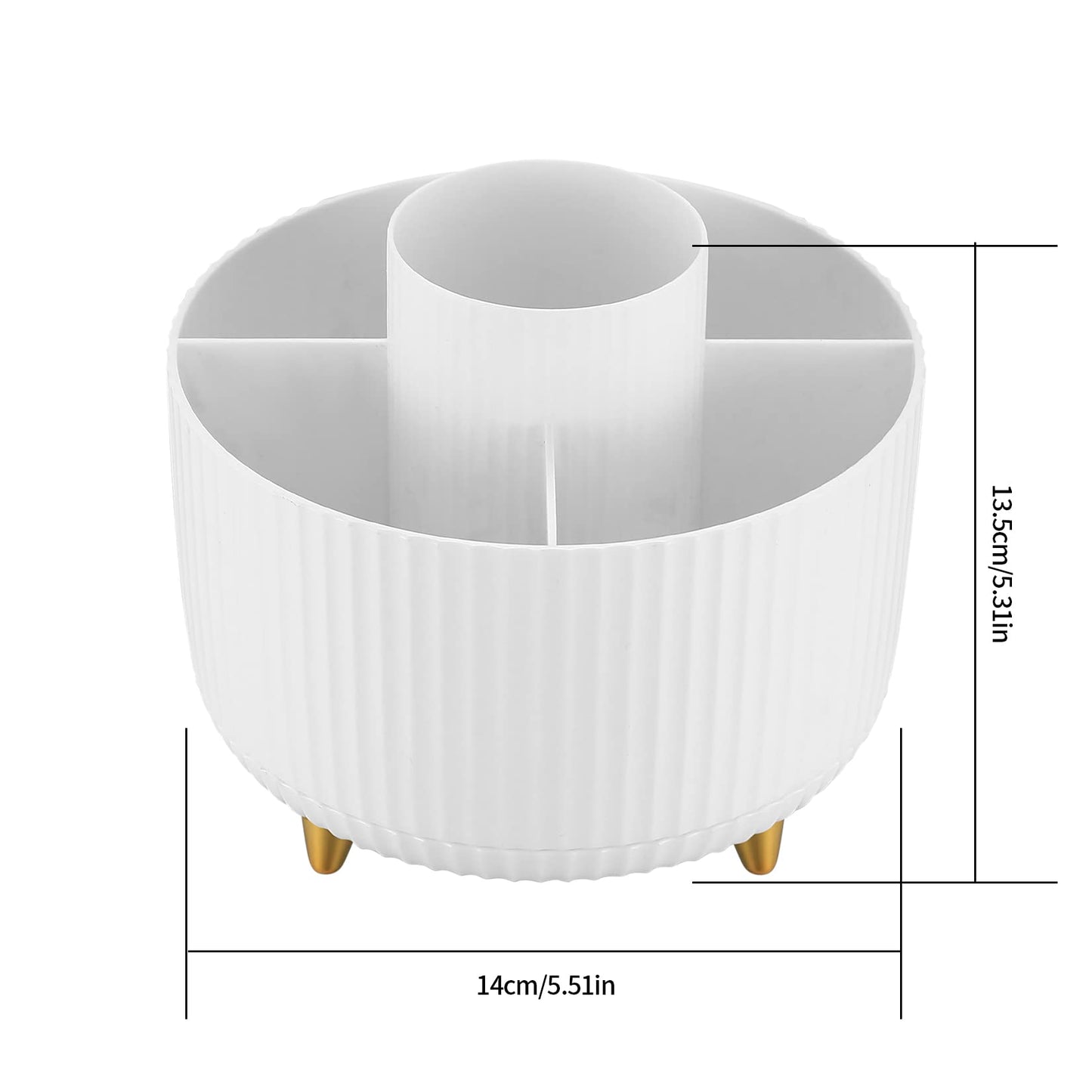 360° Rotating Makeup Organiser, Makeup Brush Holder Organizer, Spinning Cosmetic/Perfume/Beauty Organizer with 5 Compartments for Dressing Table, Bathroom Countertop Make Up Storage