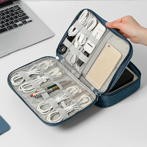 Cable Bag Organizer - Waterproof Compact Electronic Case | Travel Storage Bag | Portable Accessories Organizer Pagice For Cables Chargers Phones Plugs Drives Hard