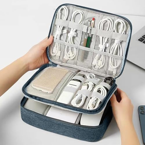 Cable Bag Organizer - Waterproof Compact Electronic Case | Travel Storage Bag | Portable Accessories Organizer Pagice For Cables Chargers Phones Plugs Drives Hard