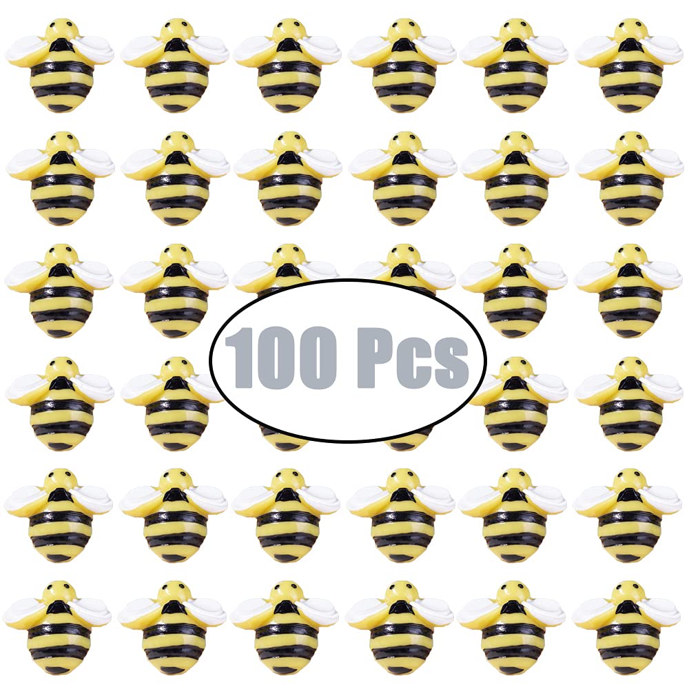 "50 Pcs Tiny Resin Bees Decor Bumblebee Decorations Bumble Bee Shaped Craft Embellishment for Embellish Card Making Decoration Yellow "