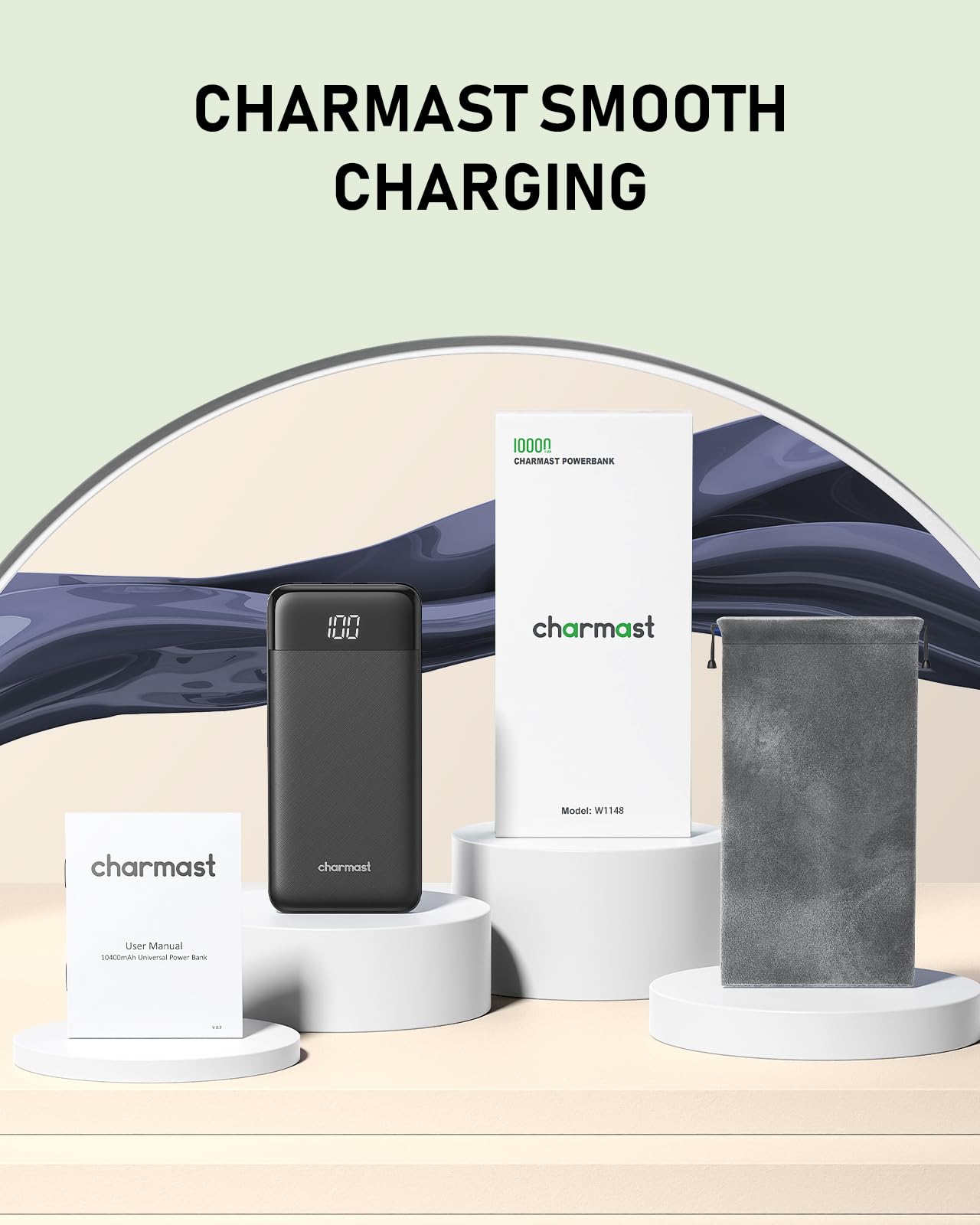 Charmast Portable Charger,10000mAh Power Bank with Built in 4 Cables,6 Outputs 3 Inputs Travel Essential USB C Battery Pack compatible with iPhone iPad Phones