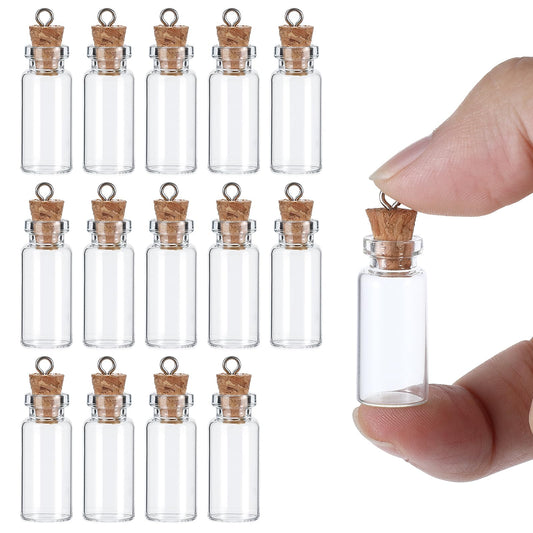 15 Pack Small Glass Bottles with Cork, 2 ml Tiny Glass Jars with Lids - Mini Glass Bottles for DIY Crafts, Wedding, Halloween, Christmas Decoration
