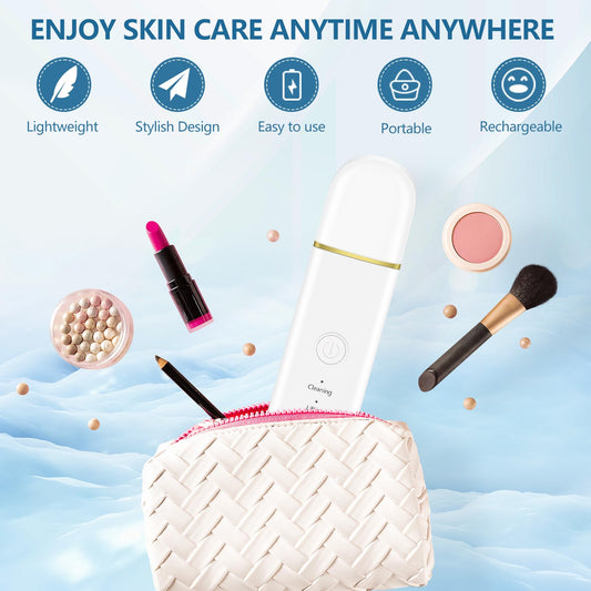 ACWOO Skin Scrubber, Ultrasonic Skin Spatula Blackhead Remover Pore Cleaner with 4 Modes, USB Rechargeabl Comedones Extractor, Skin Care Tools for Facial Deep Cleansing - 2 Silicone Covers Included