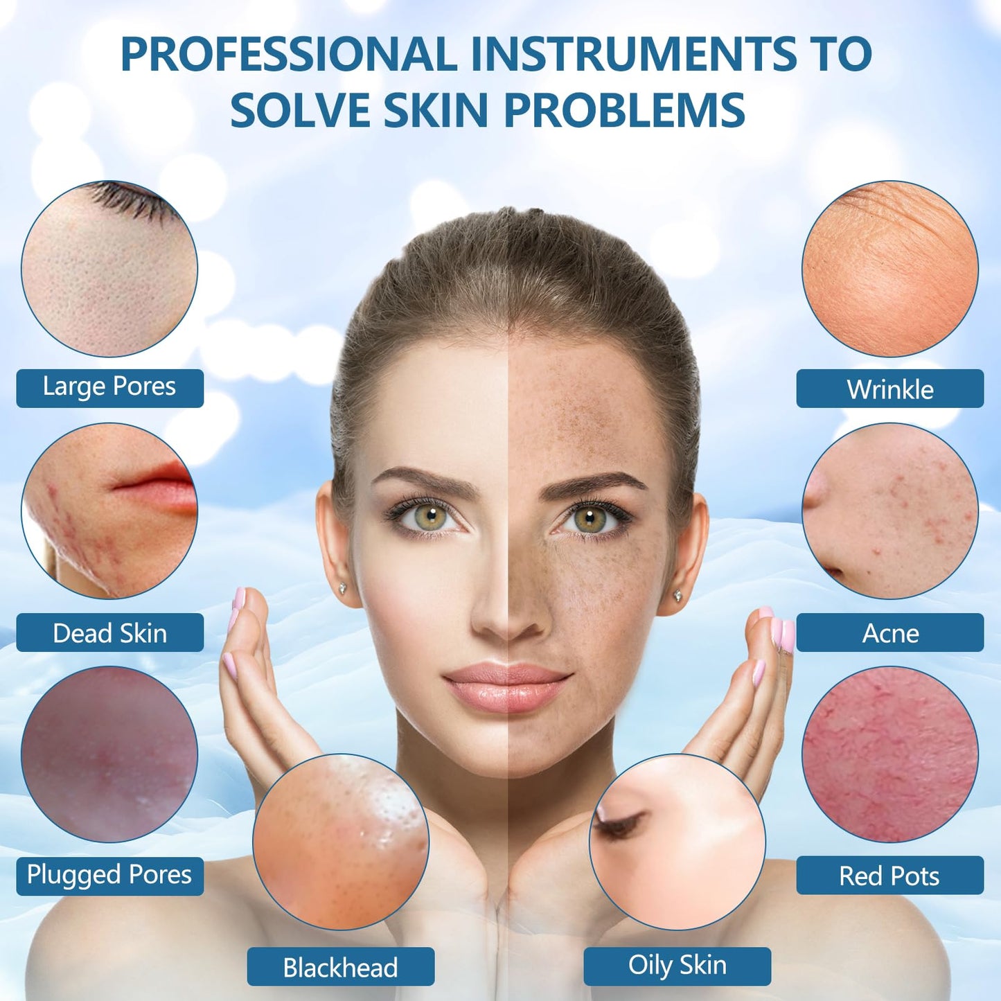 ACWOO Skin Scrubber, Ultrasonic Skin Spatula Blackhead Remover with 4 Modes, USB Rechargeable Facial Pore Cleaner Comedones Extractor Wrinkle Remover, Skin Care Tools for Facial Deep Cleansing