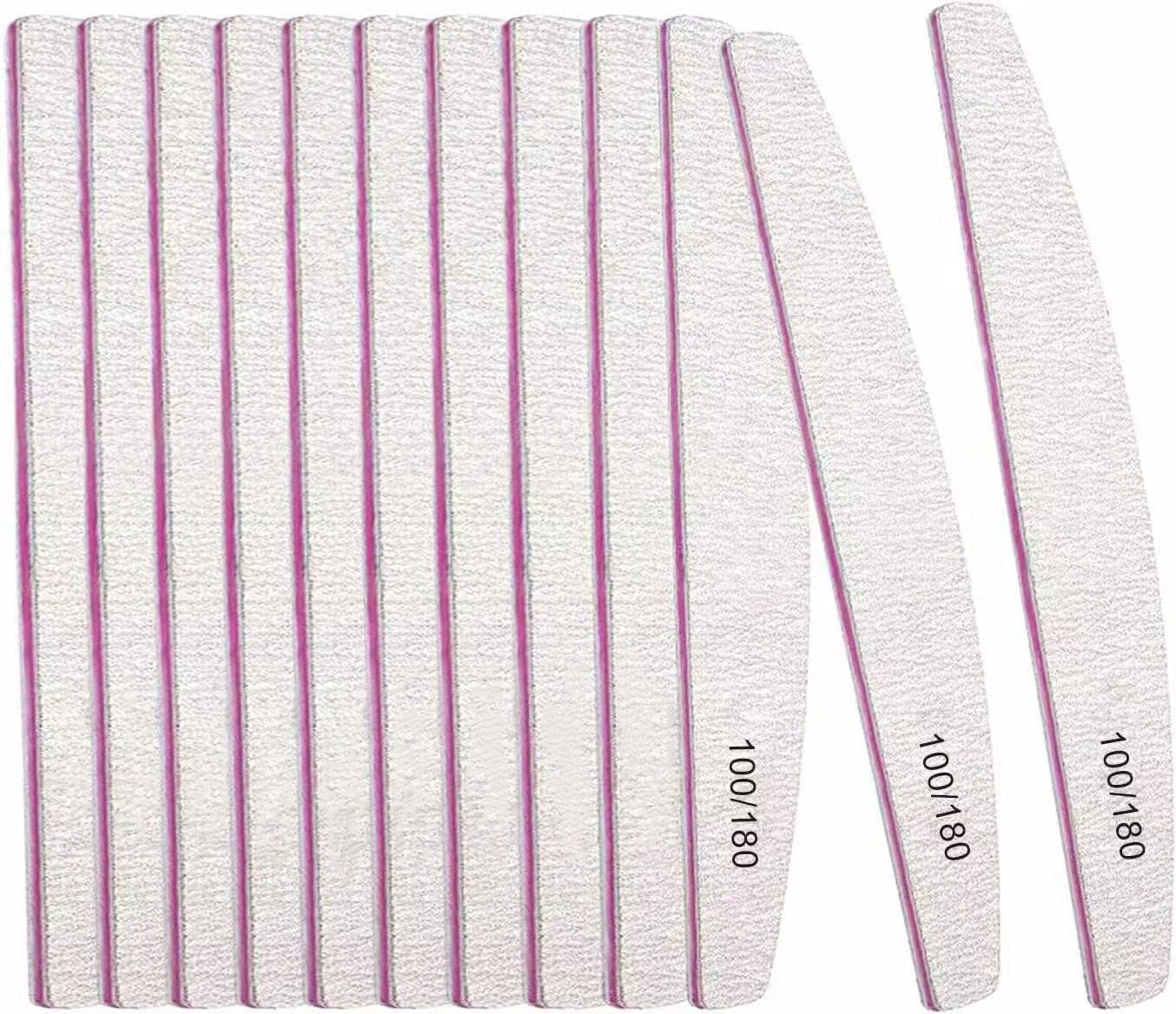 12PCS Professional Nail Files Double Sided Emery Board 100/180 Grit Washable Nail Files, Fingernail Buffering Files Manicure Tools Nail Styling Tools Pet Grooming Tools