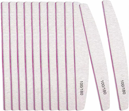 12PCS Professional Nail Files Double Sided Emery Board 100/180 Grit Washable Nail Files, Fingernail Buffering Files Manicure Tools Nail Styling Tools Pet Grooming Tools