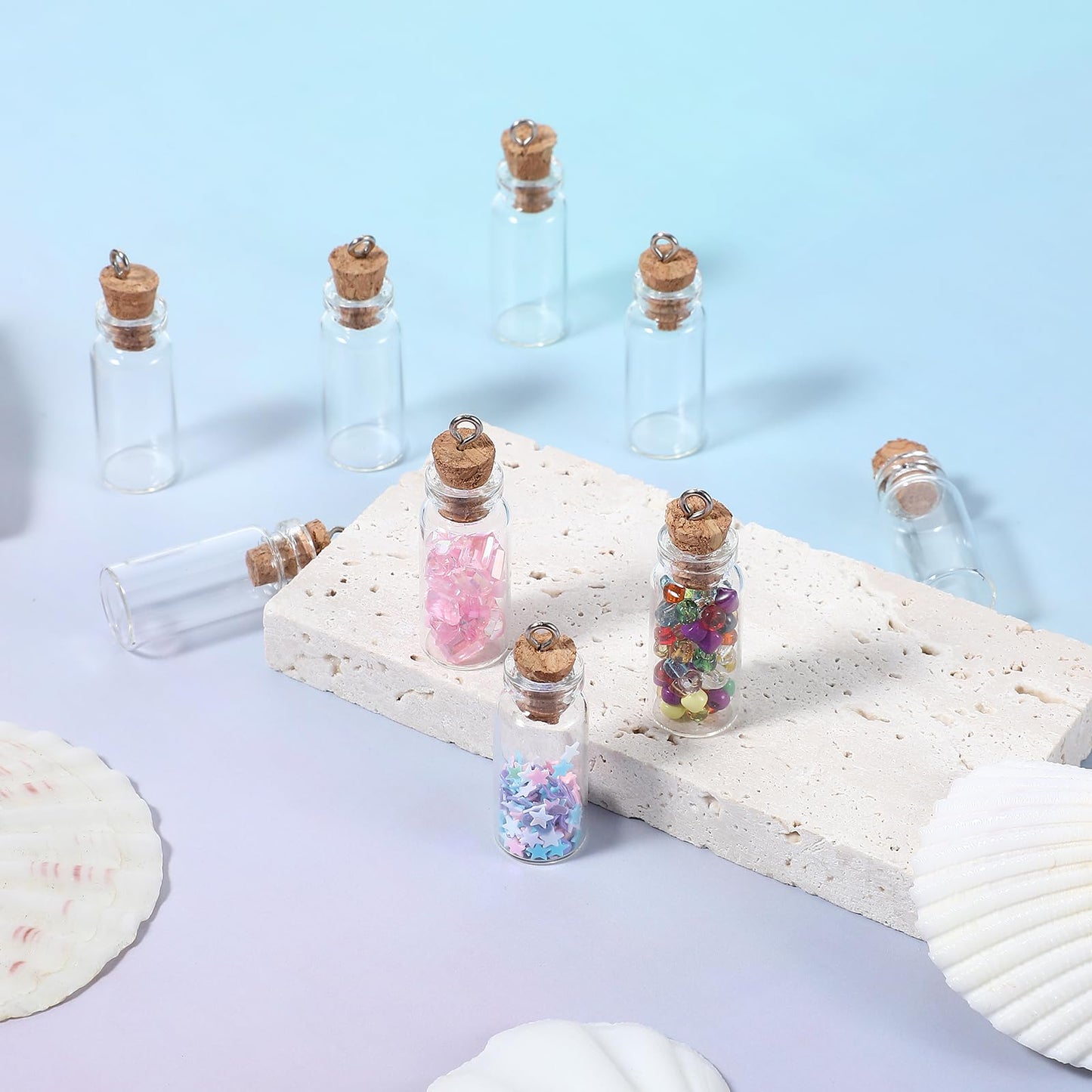 15 Pack Small Glass Bottles with Cork, 2 ml Tiny Glass Jars with Lids - Mini Glass Bottles for DIY Crafts, Wedding, Halloween, Christmas Decoration