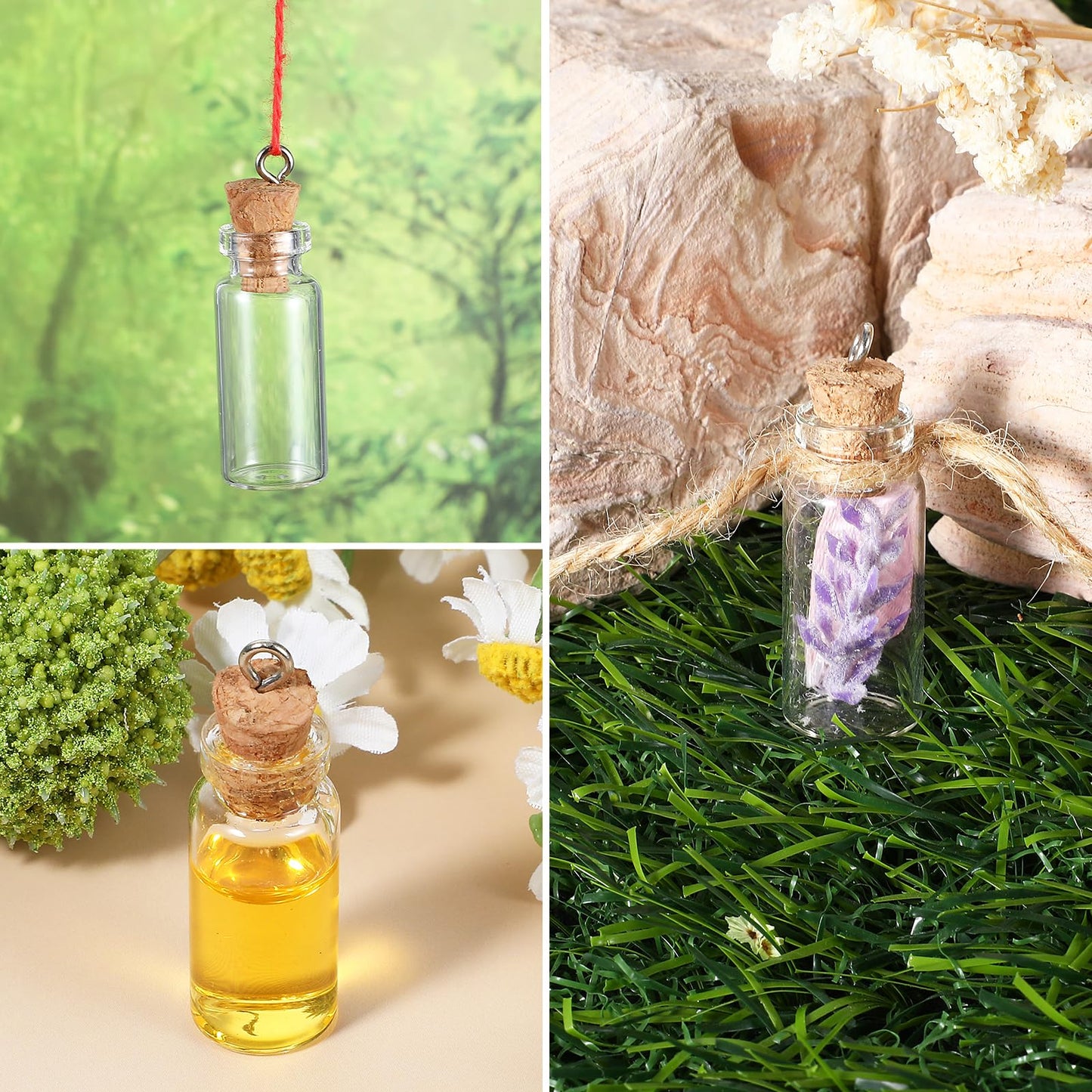 15 Pack Small Glass Bottles with Cork, 2 ml Tiny Glass Jars with Lids - Mini Glass Bottles for DIY Crafts, Wedding, Halloween, Christmas Decoration