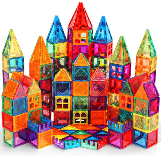 100PCS Magnetic Tiles Kids Toys - Magnetic Building Blocks STEM Magnet Building Set Preschool Learning for Kids Ages 3-8, Sensory Montessori Toys for Boys and Girls