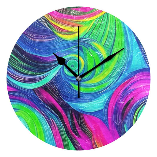 EtherSpher Neon Color Abstract Irregular Texture 10 Inch Round Wall Clock Wall noiseless Unique for Home Classroom Classroom reloj de pared para cuartos